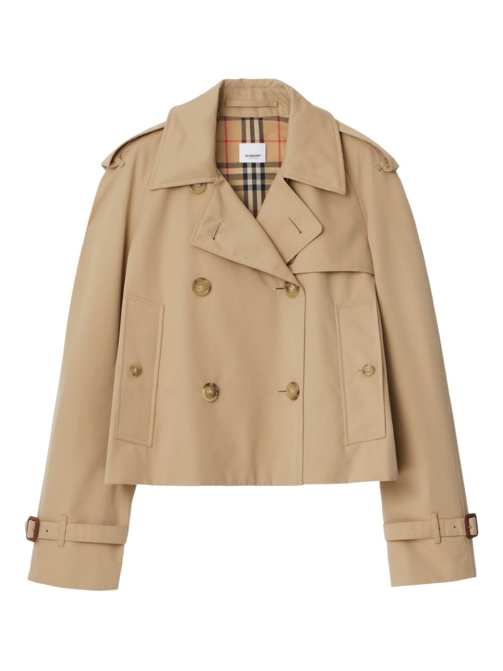 Burberry Cotton Cropped Trench Coat In Neutral