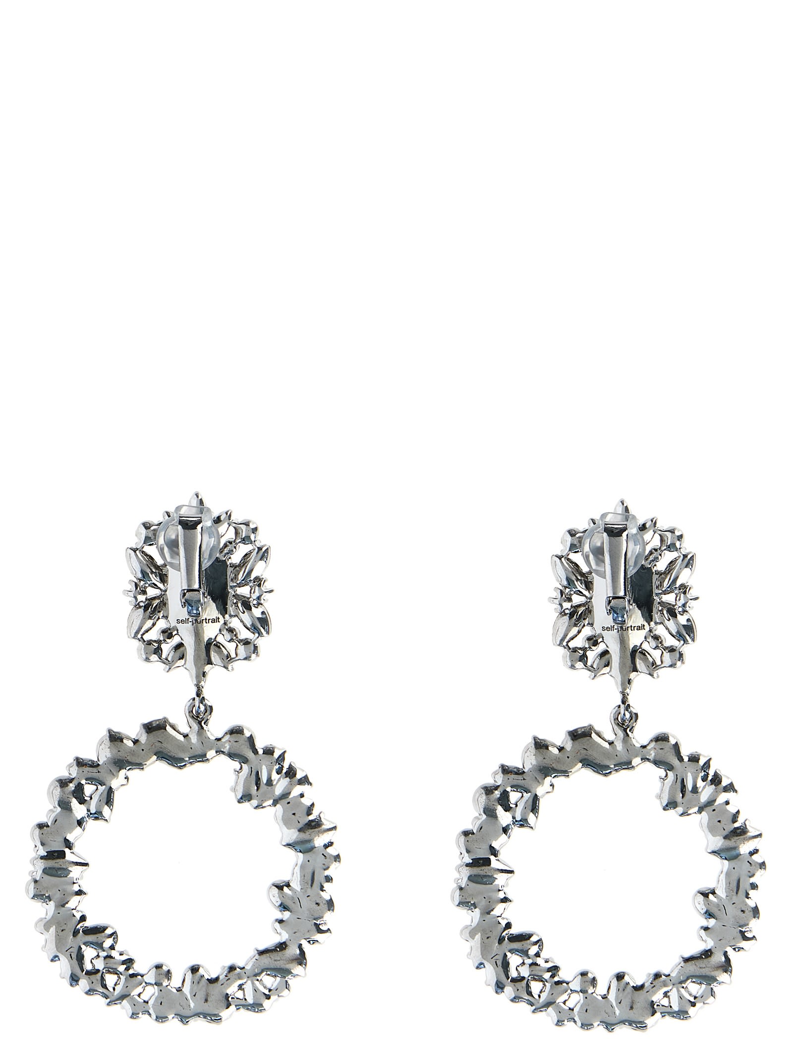 Shop Self-portrait Crystal Hoop Earrings In Non Definito