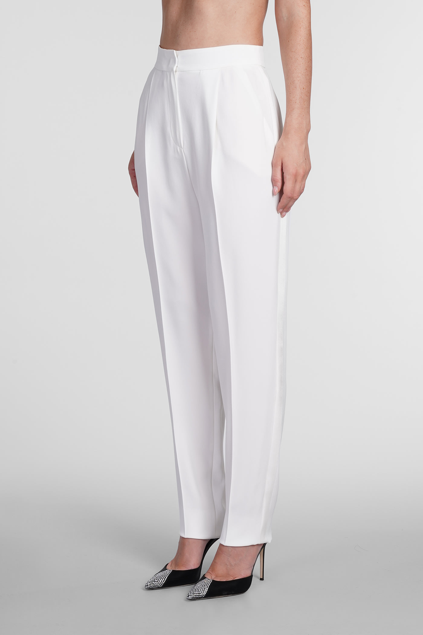Shop Emporio Armani Darted High-waist Trousers In White