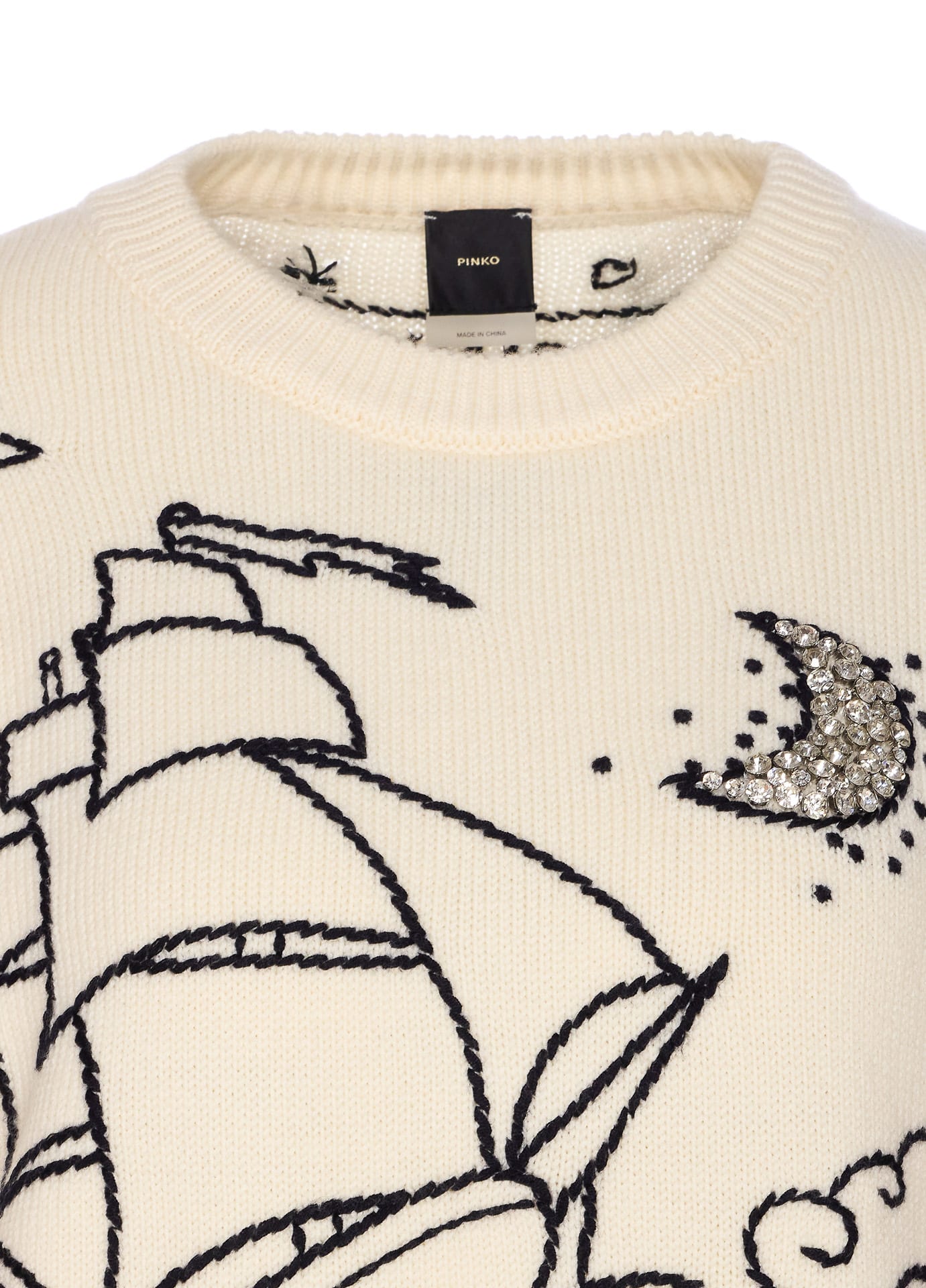 Pinko Patterned Crew-neck Sweater In Neutral