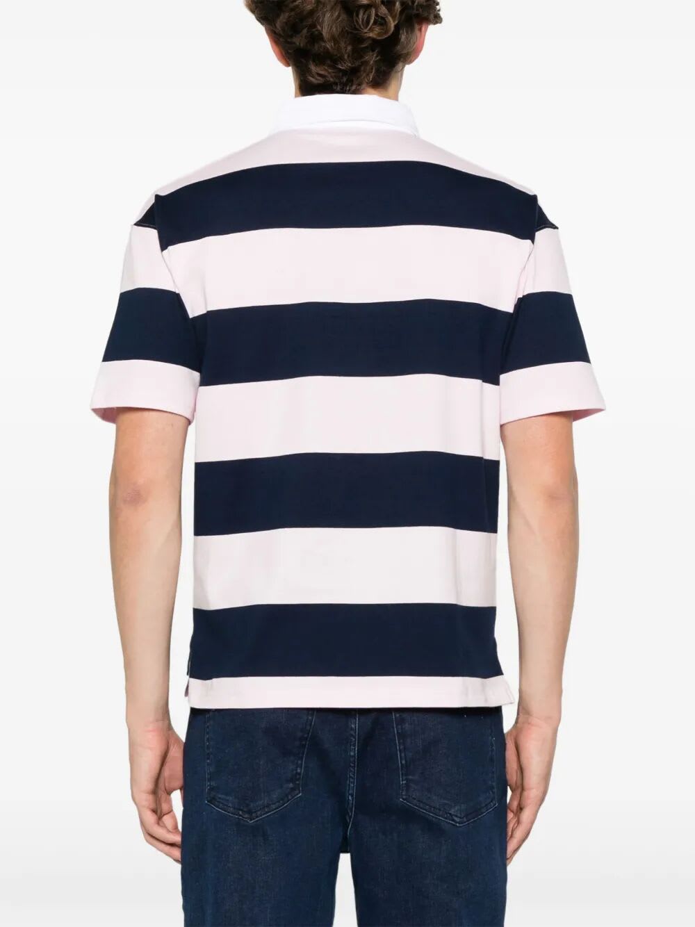 Coperni Striped Drop Shoulder Polo Top In Blue