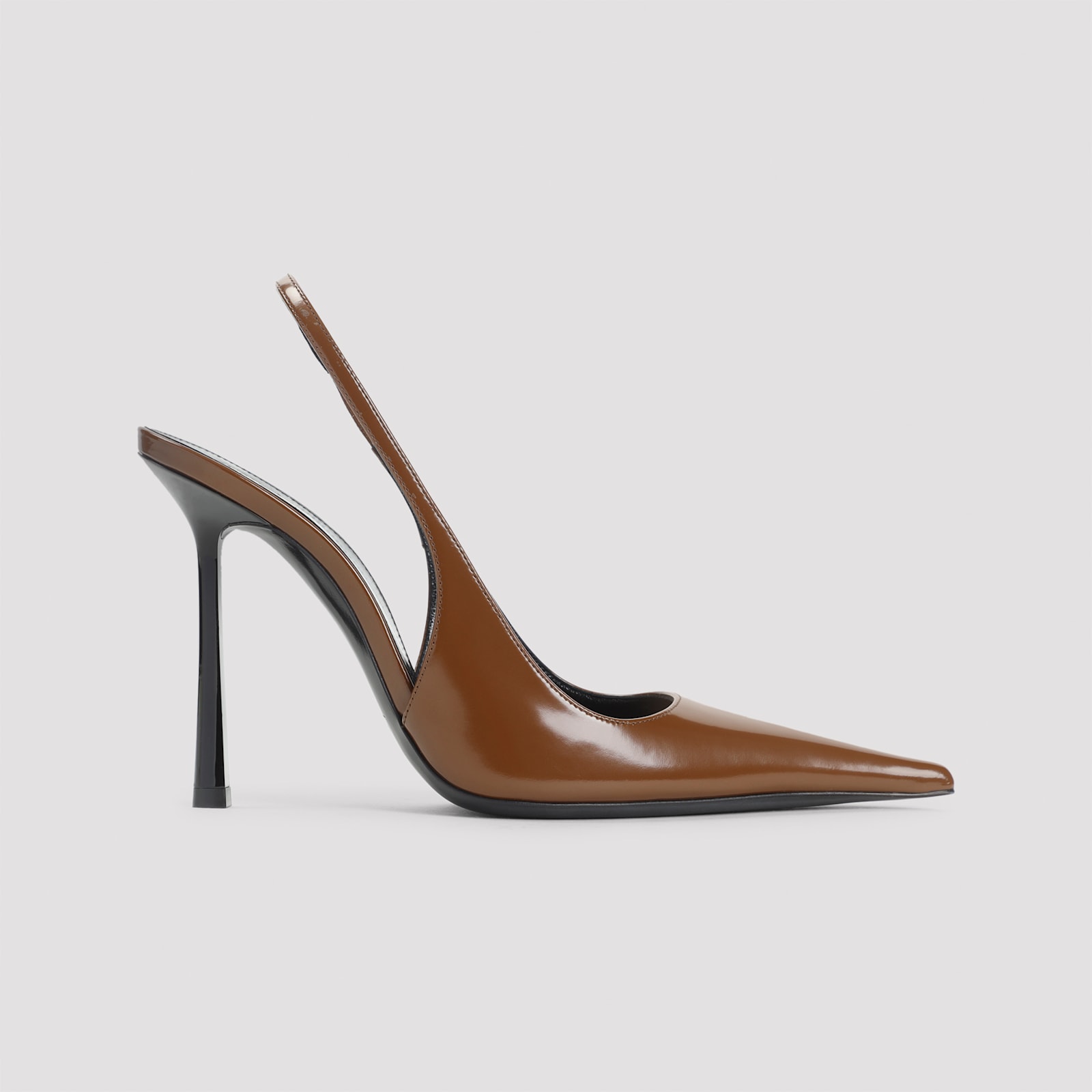 Saint Laurent 110mm Vendome Slingback Pointed-toe Pumps In Brown