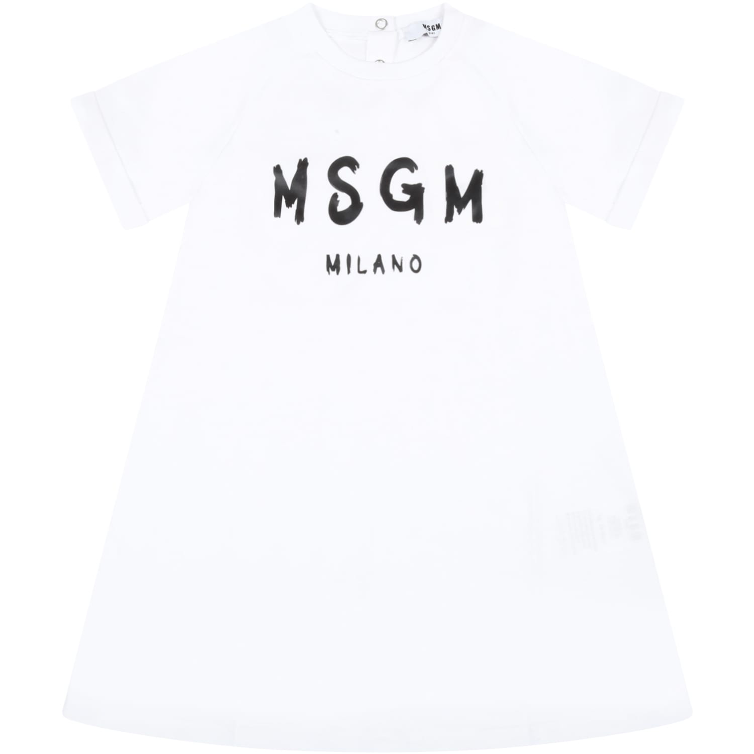MSGM White Dress For Baby Girl With Logo