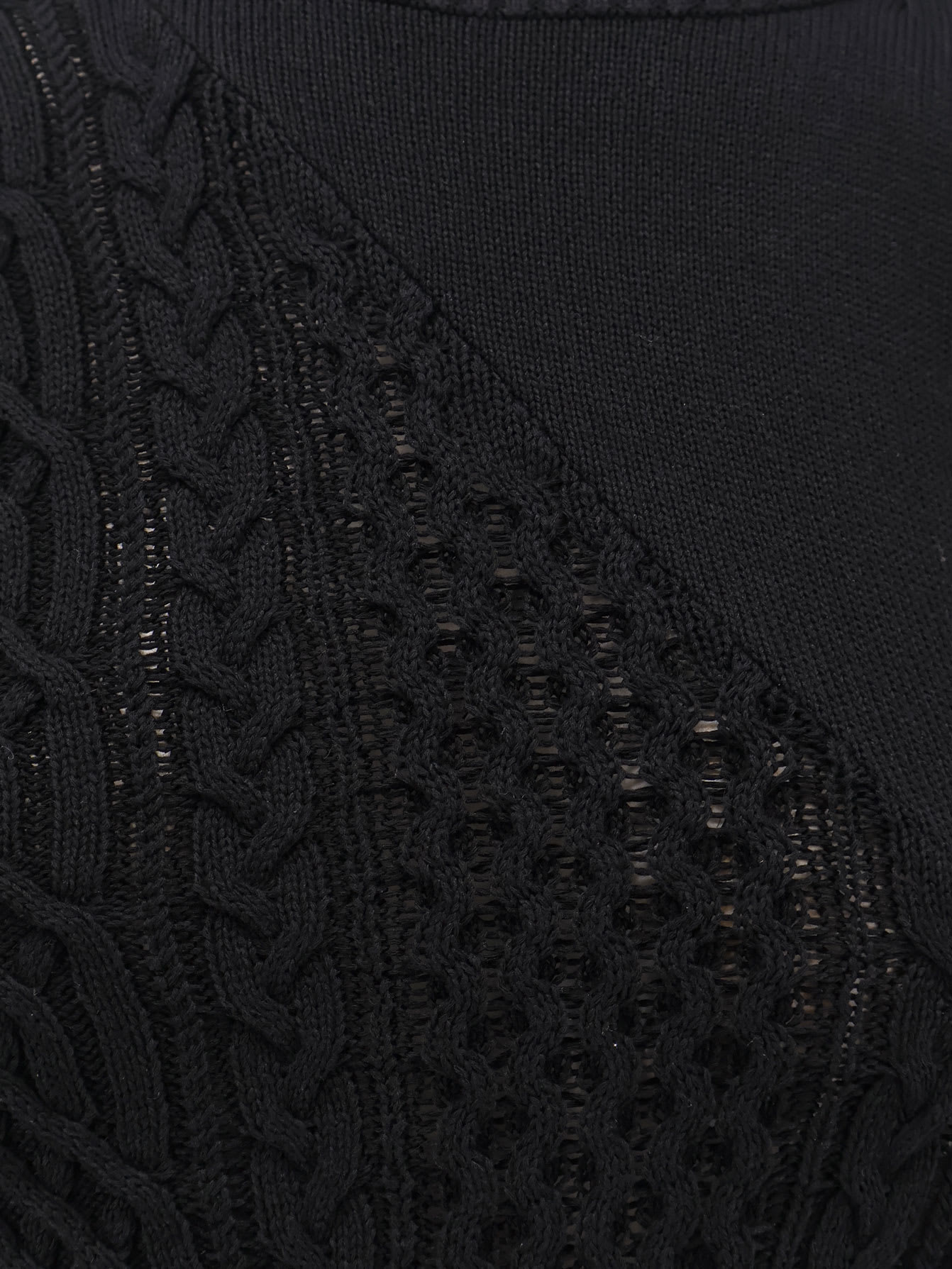 Sacai Asymmetrical Jersey In Cotton Mixed In Black