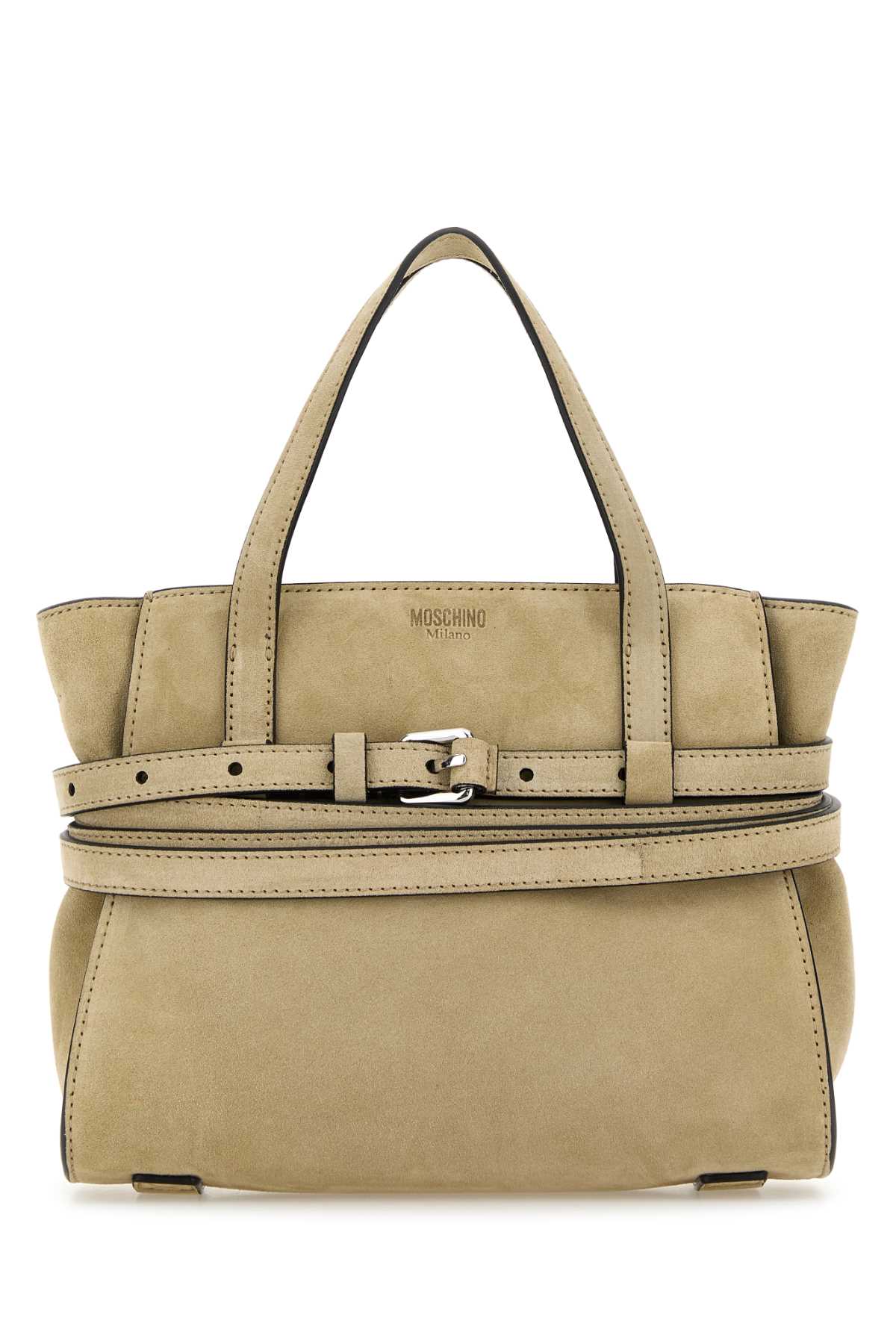 Moschino Structured Handbag Featuring Buckle Detail In Brown