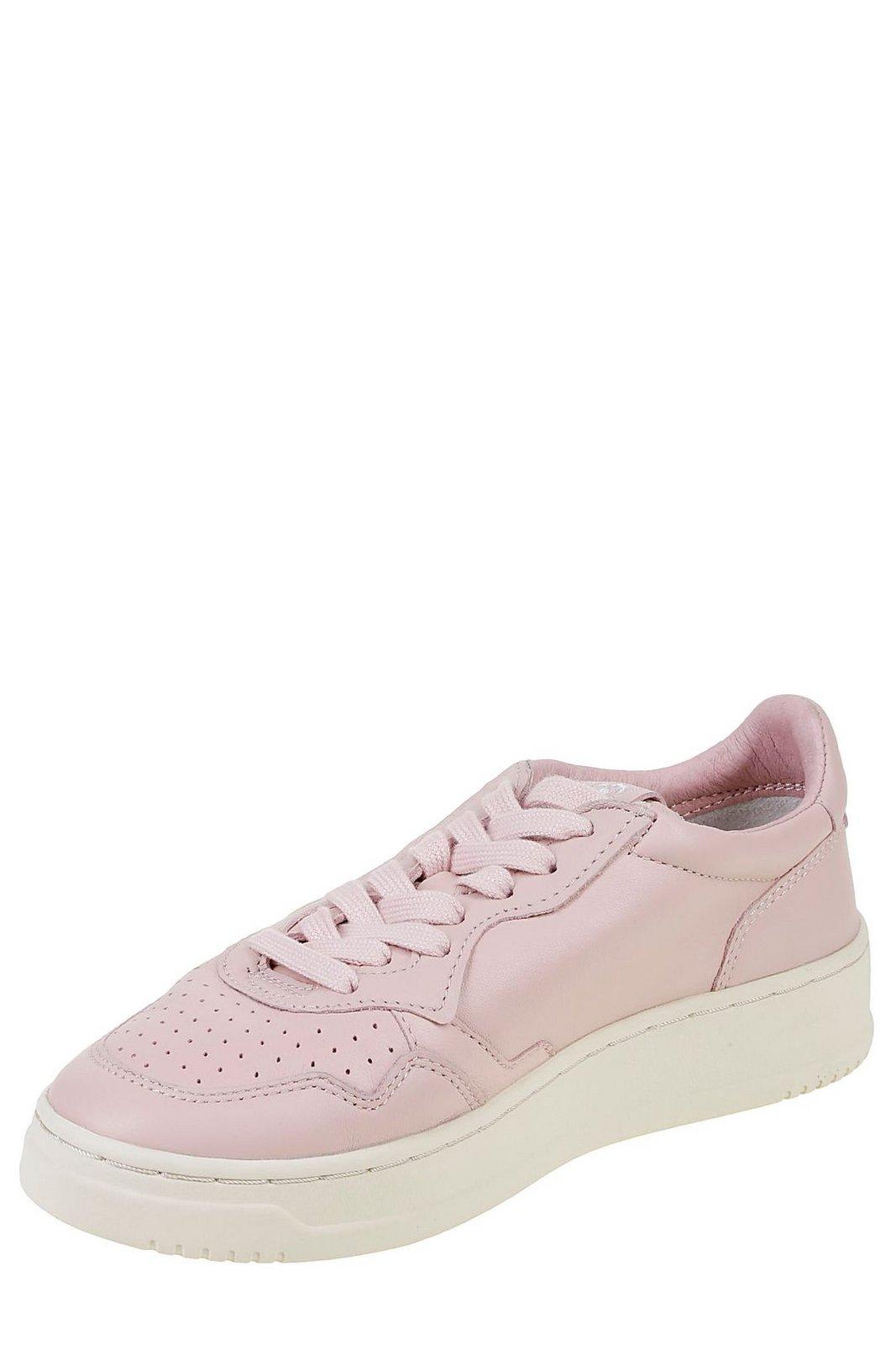 Shop Autry Round Toe Lace-up Sneakers In Peach
