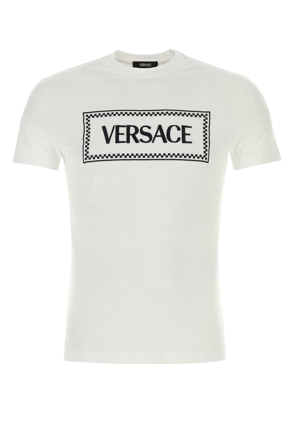 Versace White Cotton T-shirt In 1w000