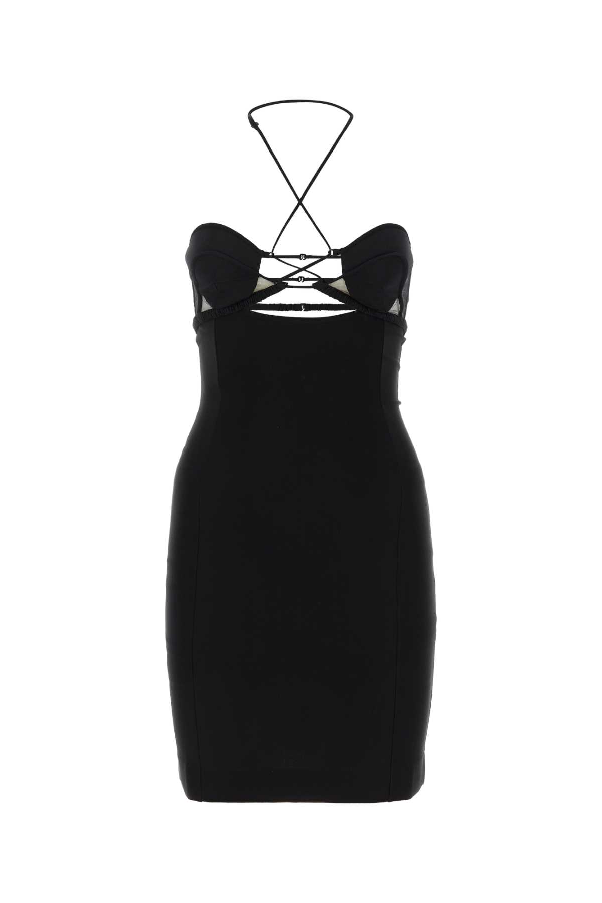 Black Stretch Viscose Blend Hilma Mini Dress