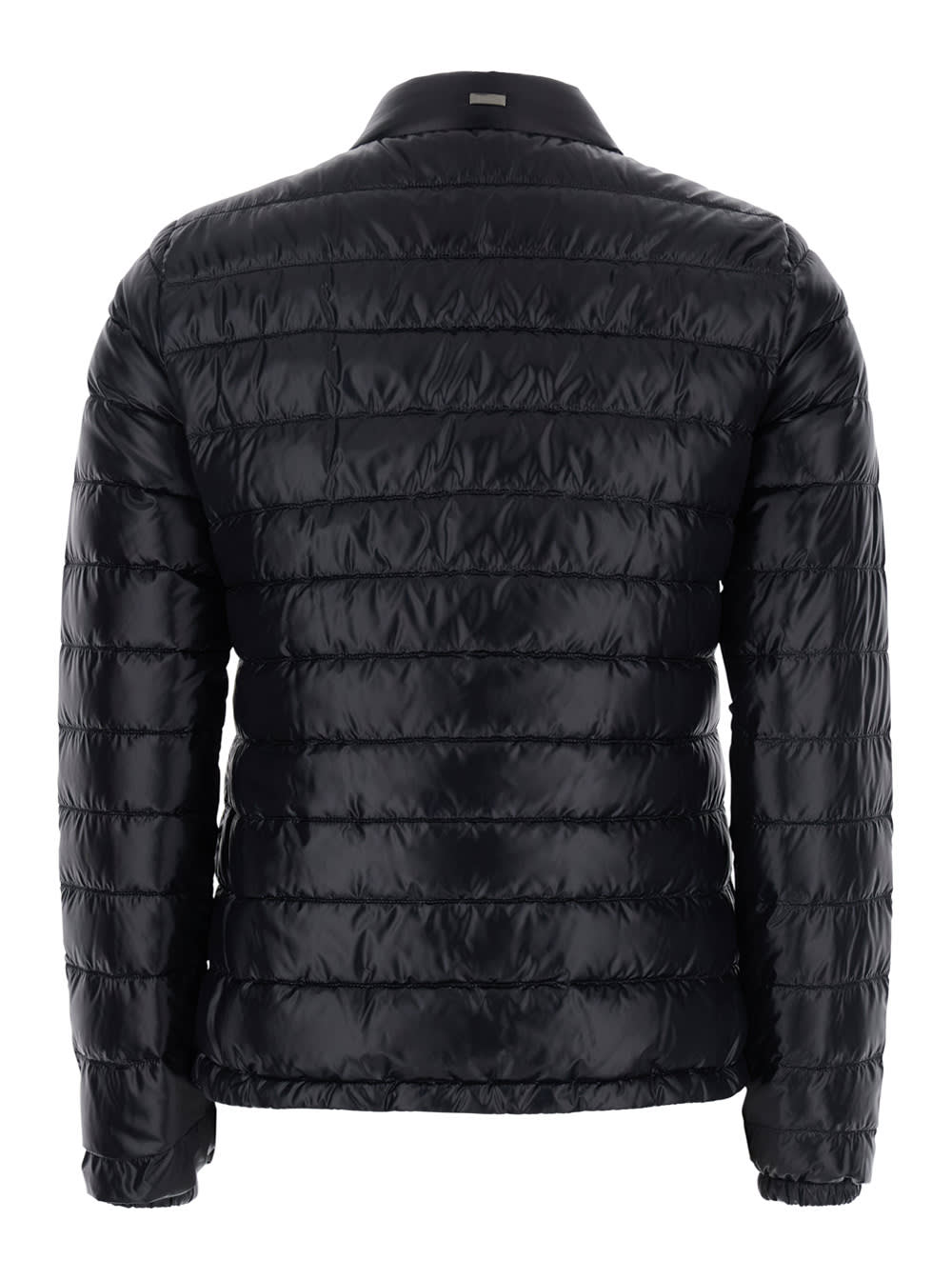 Herno Black Quilted Down Jacket With Raised Collar And Front Pockets In Tech Fabric Woman In Black