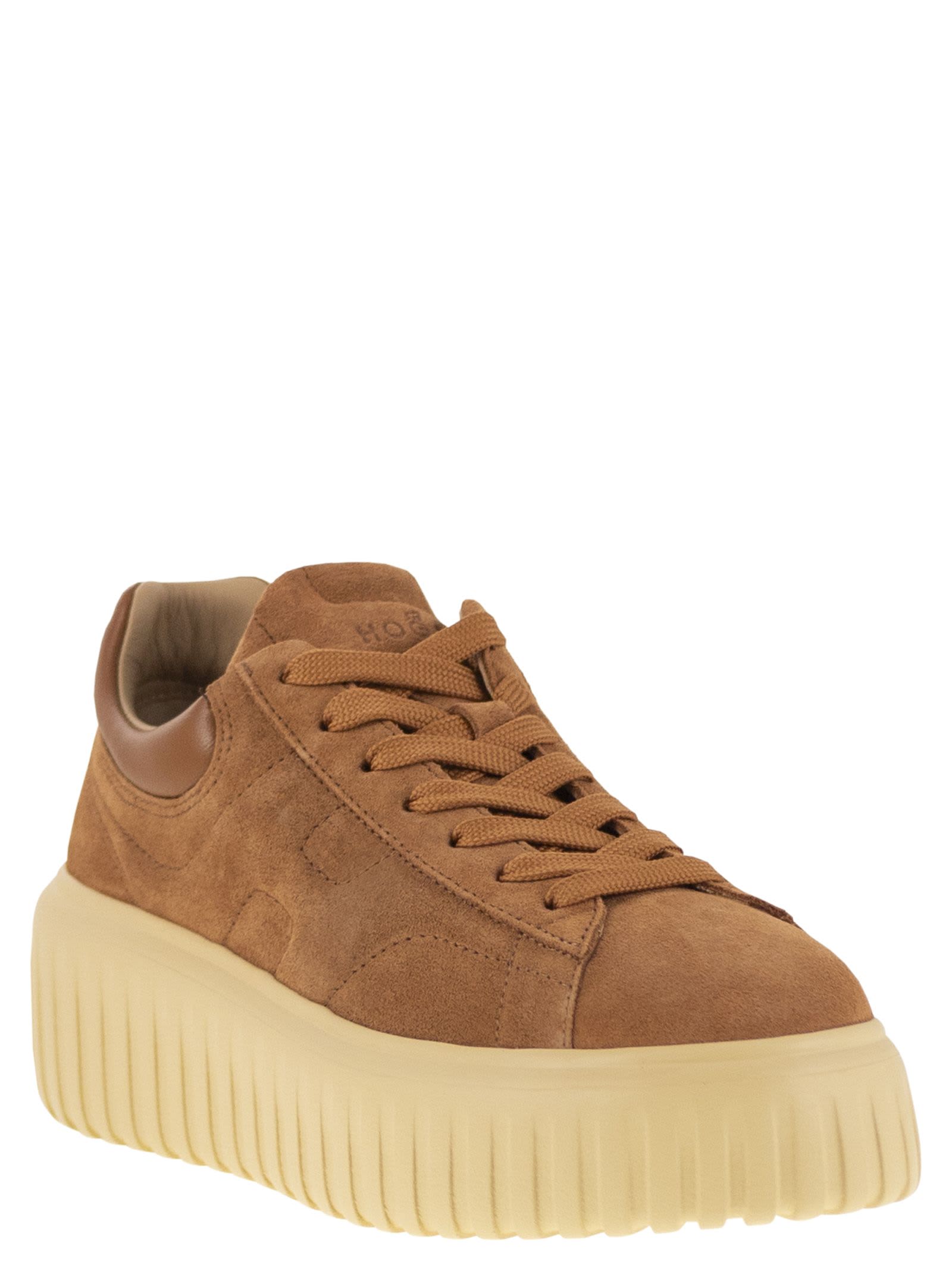Hogan H-stripes Suede Trainers In Brown