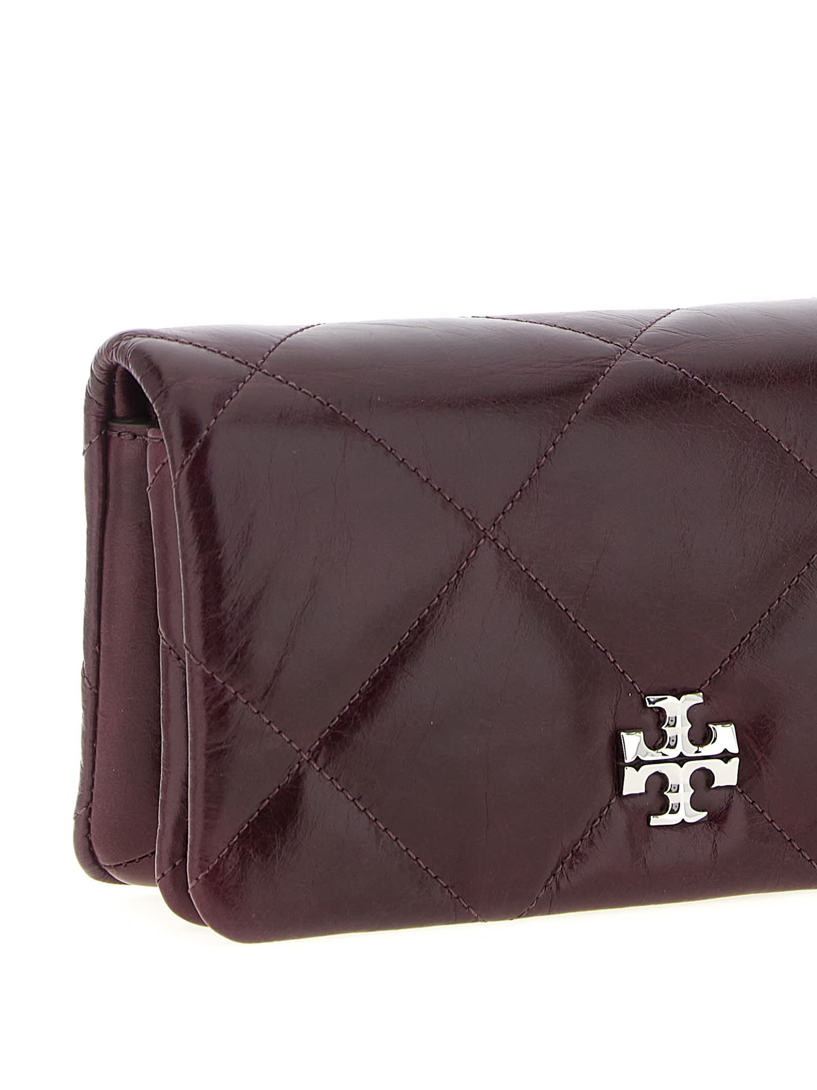 Tory Burch Dark Carmine Kira Diamond Crossbody Bag In Burgundy