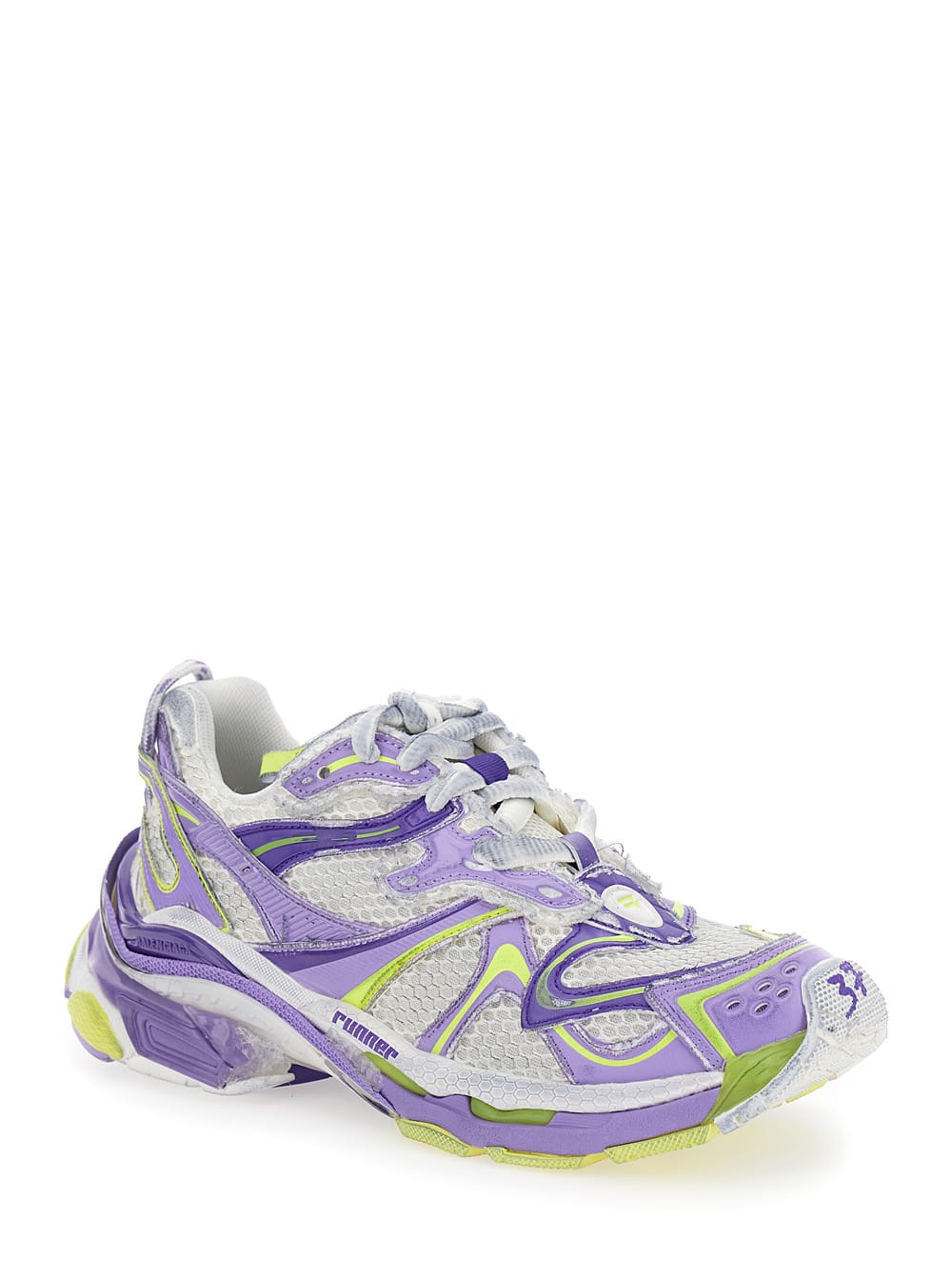 Shop Balenciaga Runner 2.0 Multicolor Low Top Sneakers With Runner Logo In Mesh And Polyurethane Woman In Violet