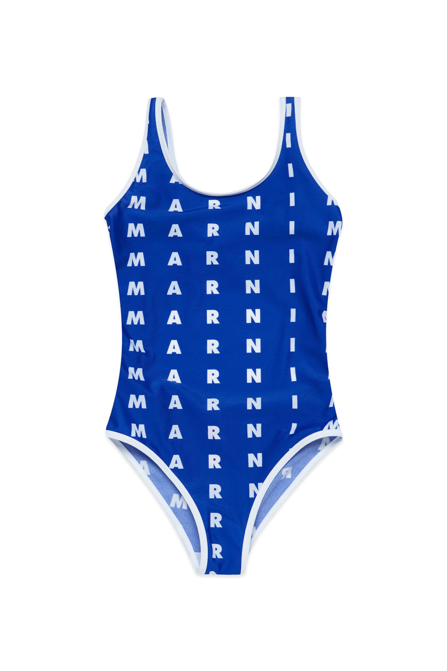 MARNI MM10F SWIMSUIT MARNI BLUE ONE-PIECE SWIMMING COSTUME IN LYCRA WITH ALLOVER LOGO