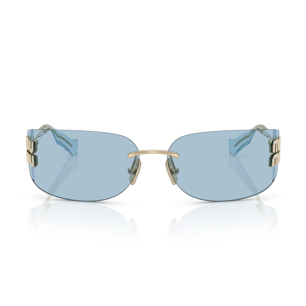 Miu Miu 75mm Oversize Rectangular Wrap Sunglasses In Blue