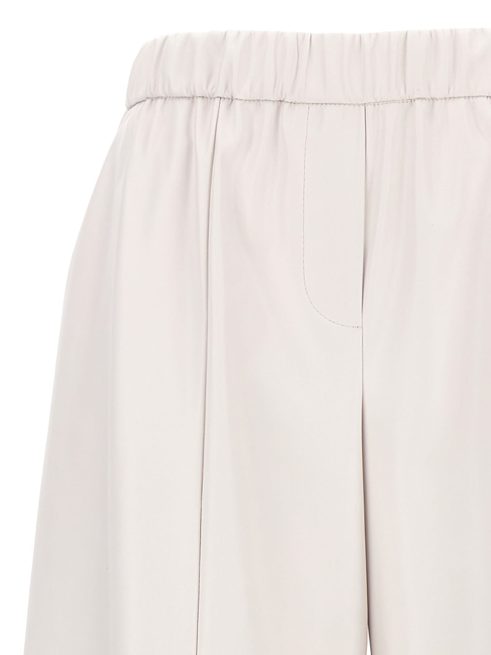 Shop Nude Faux Leather Trousers In White