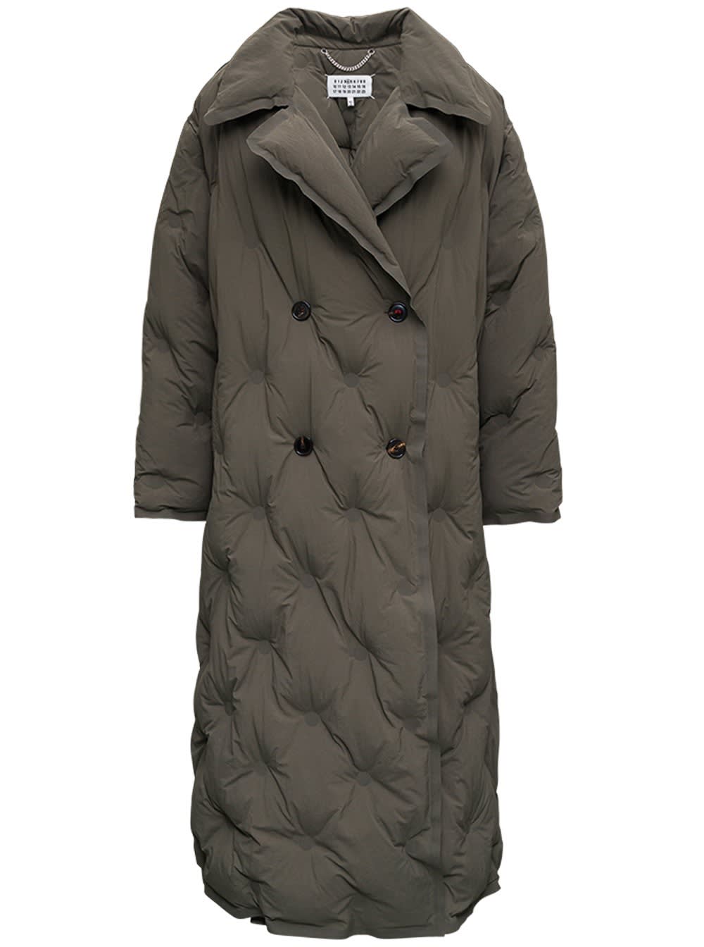 Maison Margiela Green Quilted Long Down Jacket