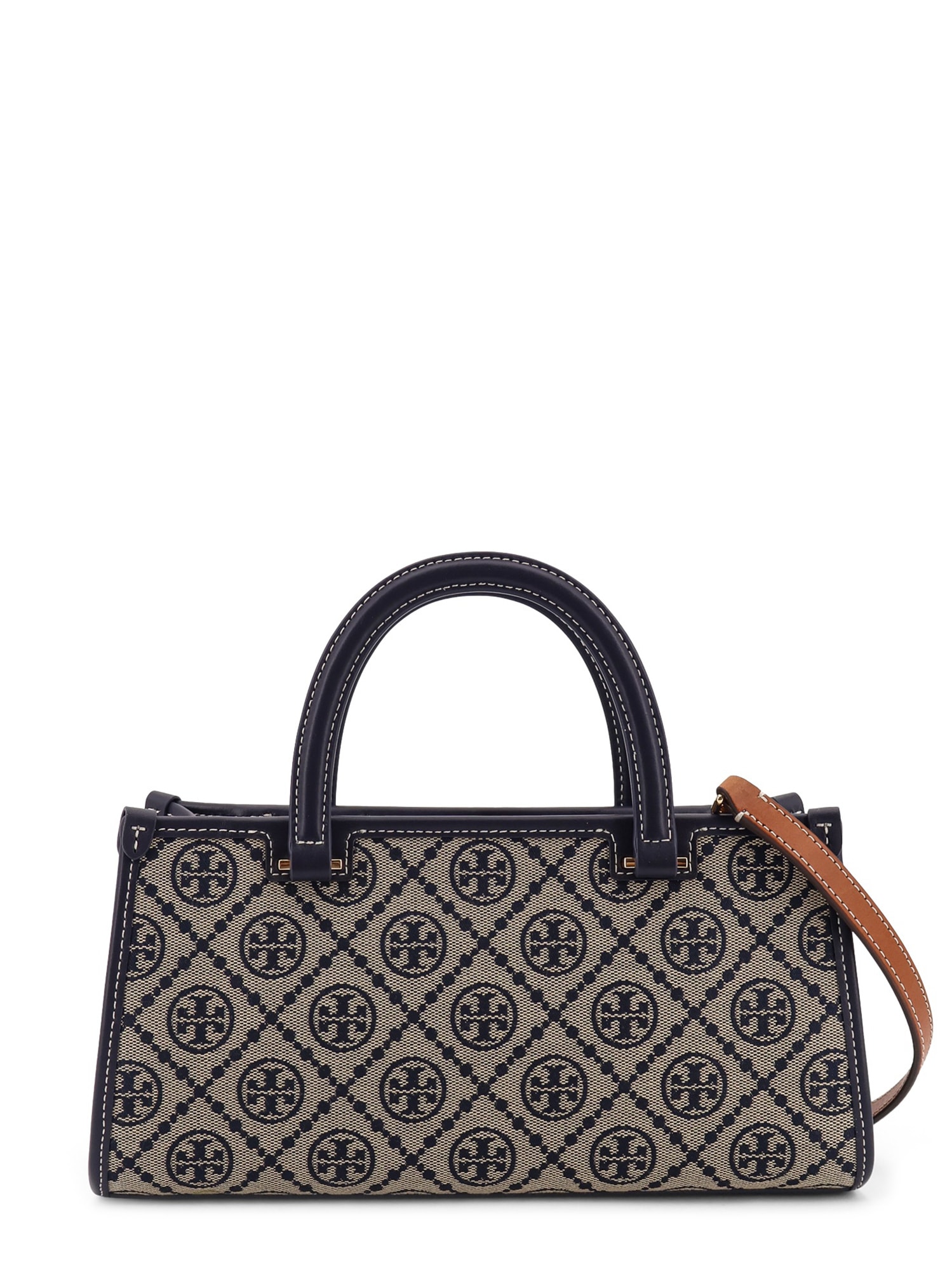 Tory Burch T Monogram E/w Fabric And Leather Bag