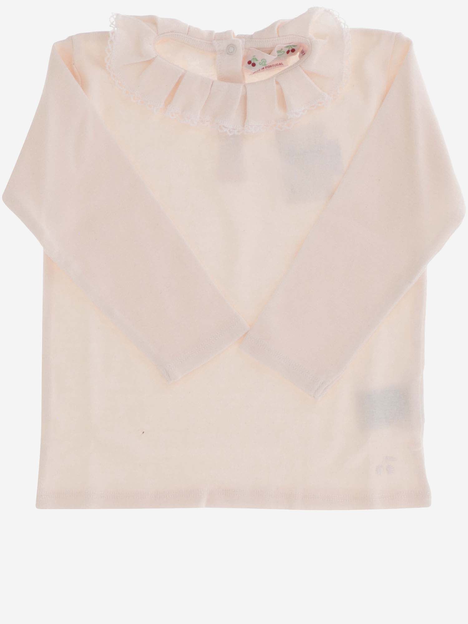 Bonpoint Babies' Long Sleeve T-shirt With Ruffles In Pink
