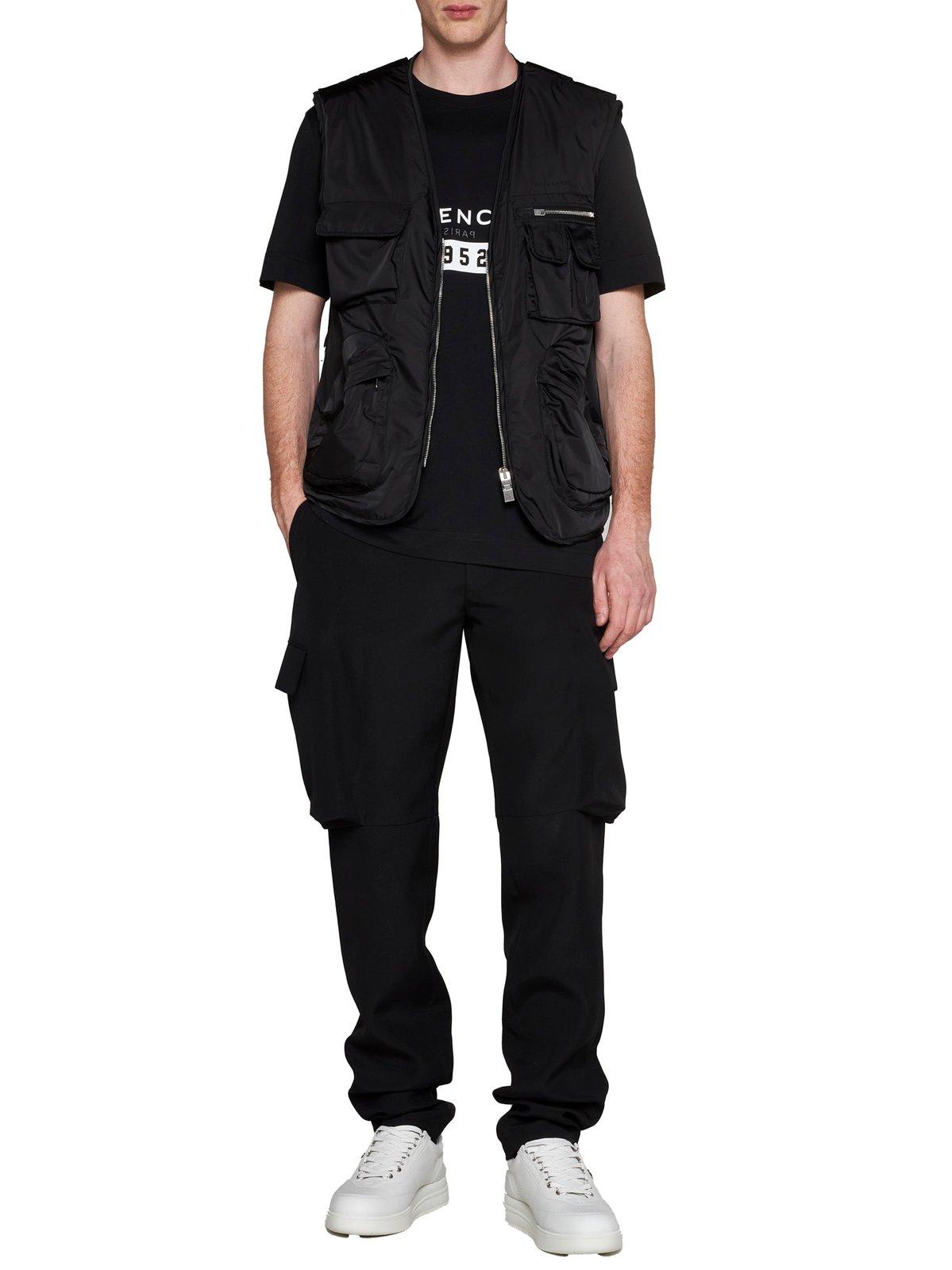 Shop Givenchy Zip-up Logo Embroidered Vest In Black