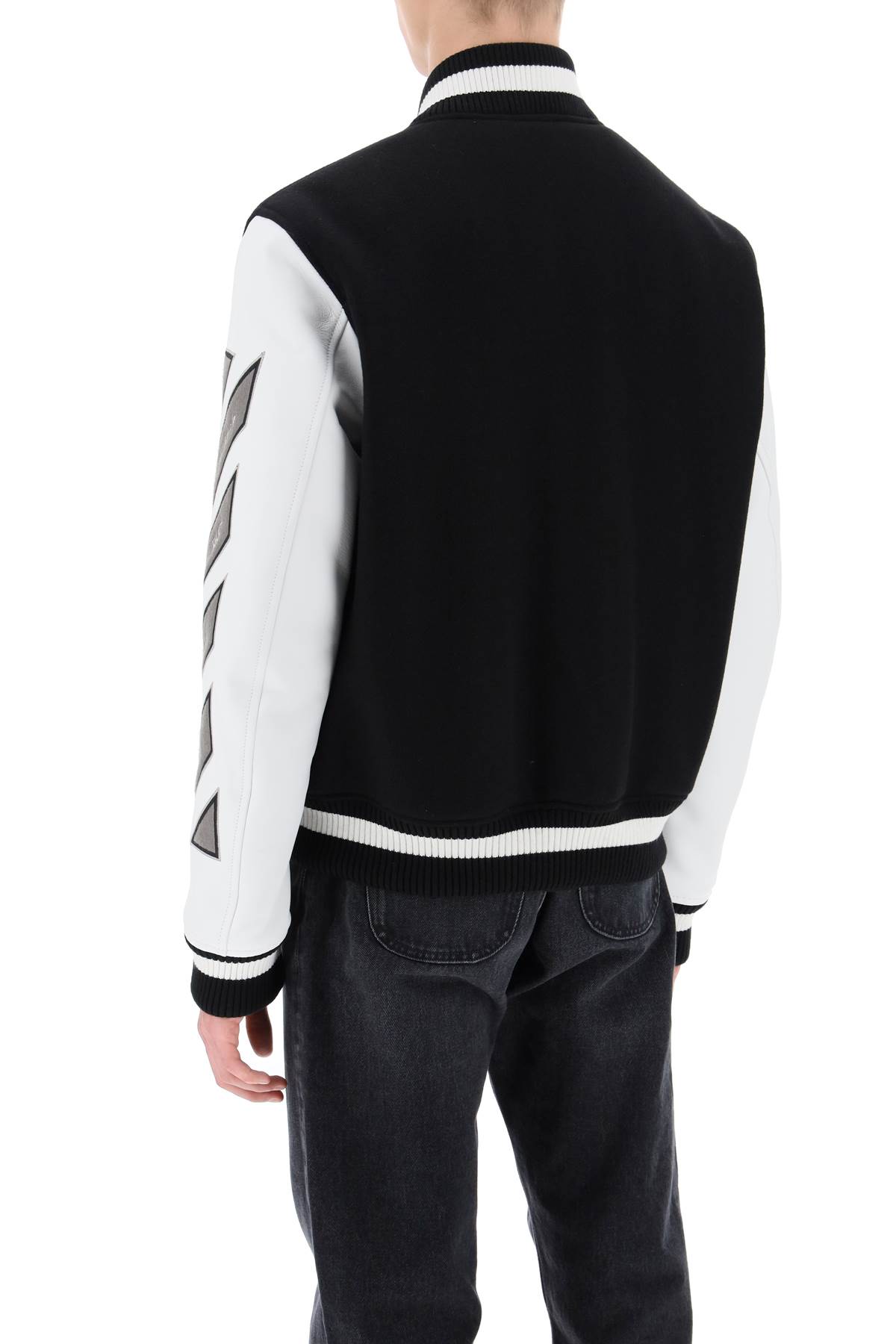 Shop Off-white Lea Varsity Bomber Jacket In Black