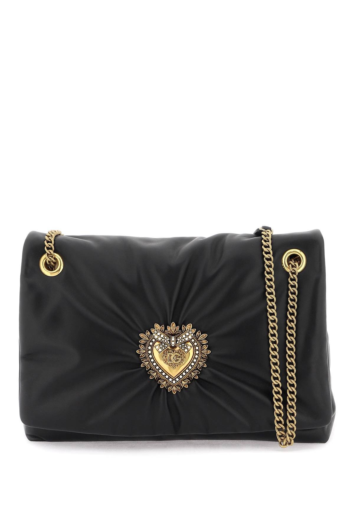 Dolce & Gabbana Devotion Large Shoulder Bag In Nappa Leather In Nero