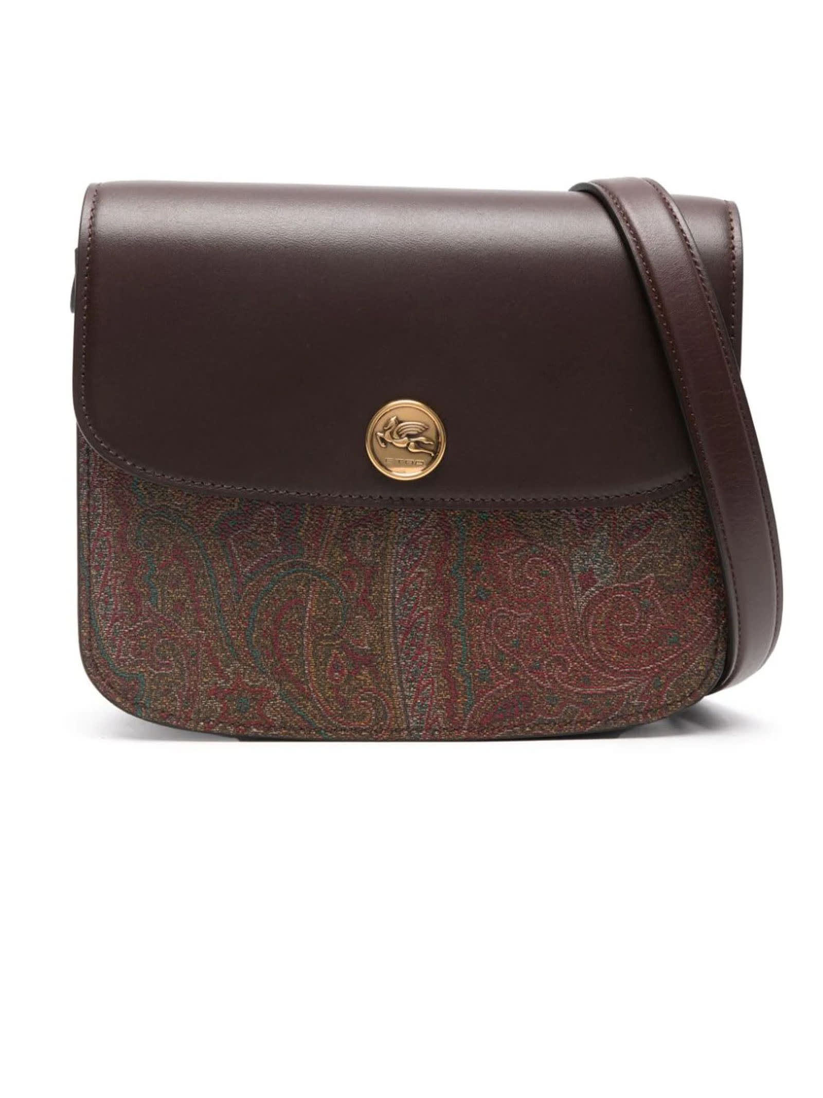 Shop Etro Small  Essential Crossbody Bag In Brown