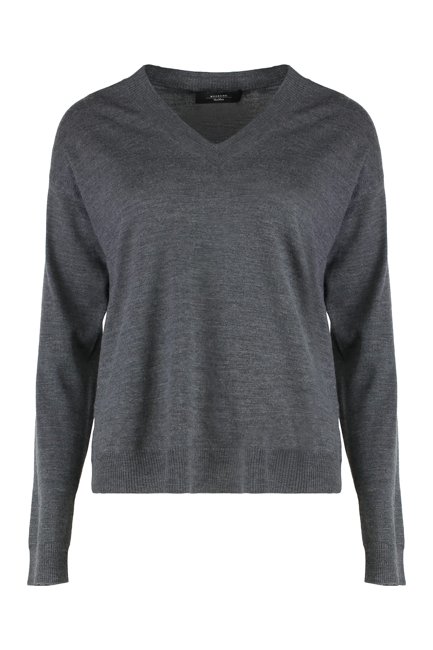 Weekend Max Mara V-neck Sweater In Wool And Cashmere In Gray