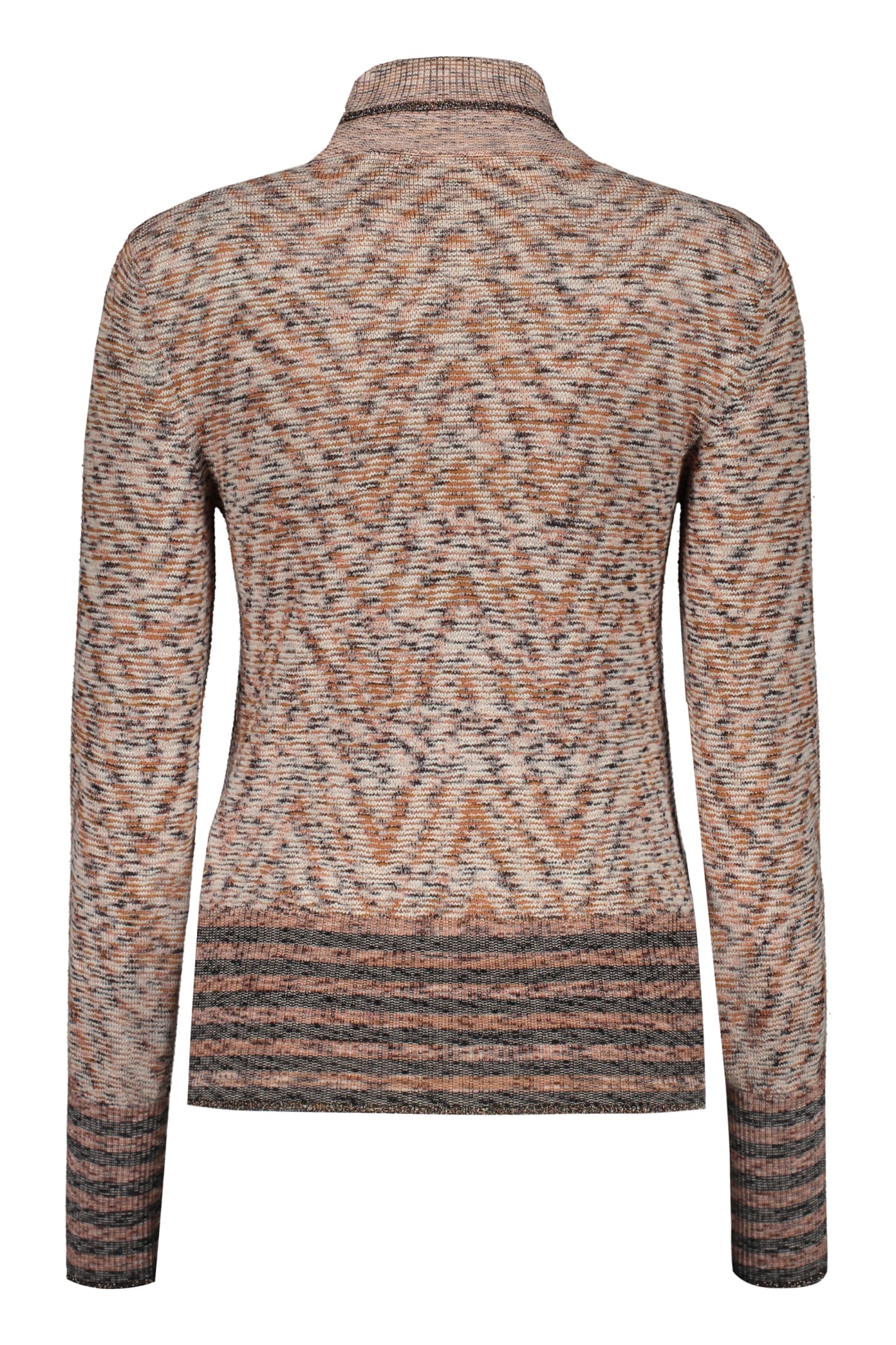 Shop Missoni Wool Turtleneck Sweater In Brown