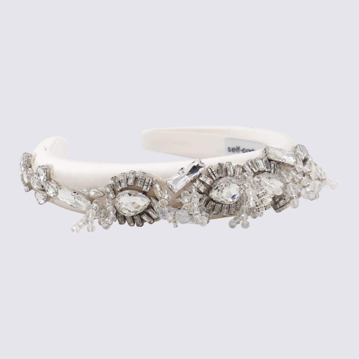 Self-portrait Cream Cotton And Metal Hair Accessories In White