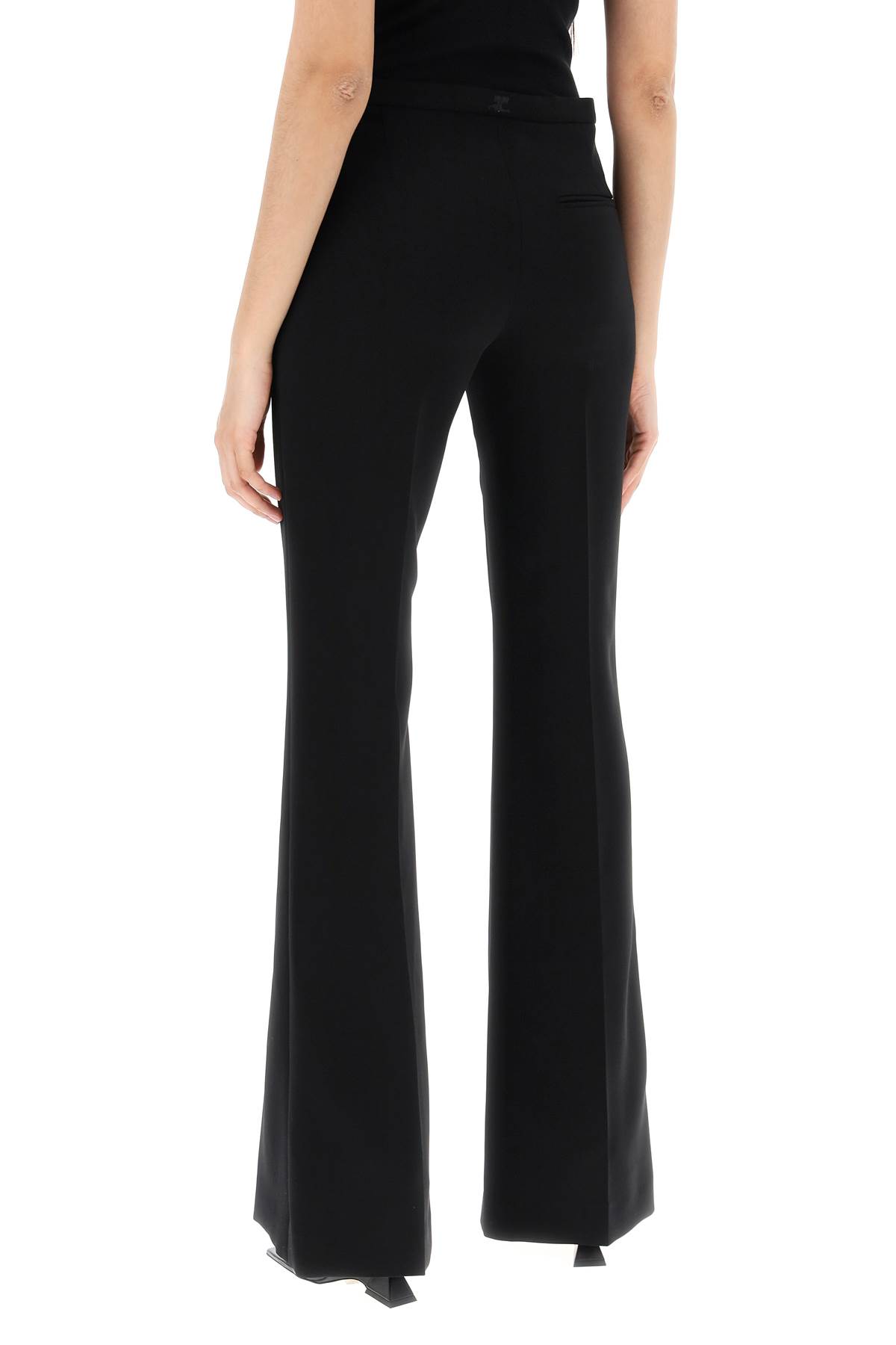 Shop Courrèges Tailored Bootcut Pants In Technical Jersey In Black (black)