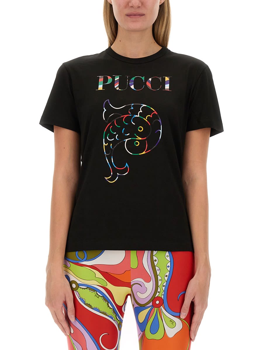 Shop Pucci T-shirt With Logo In Black