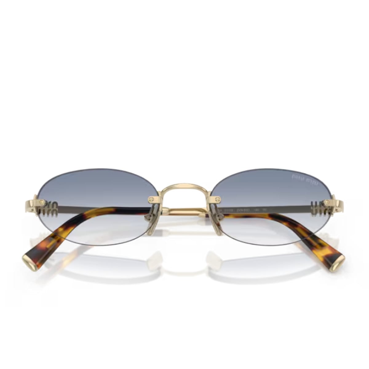 Miu Miu Logo Metal Oval Sunglasses In Gold