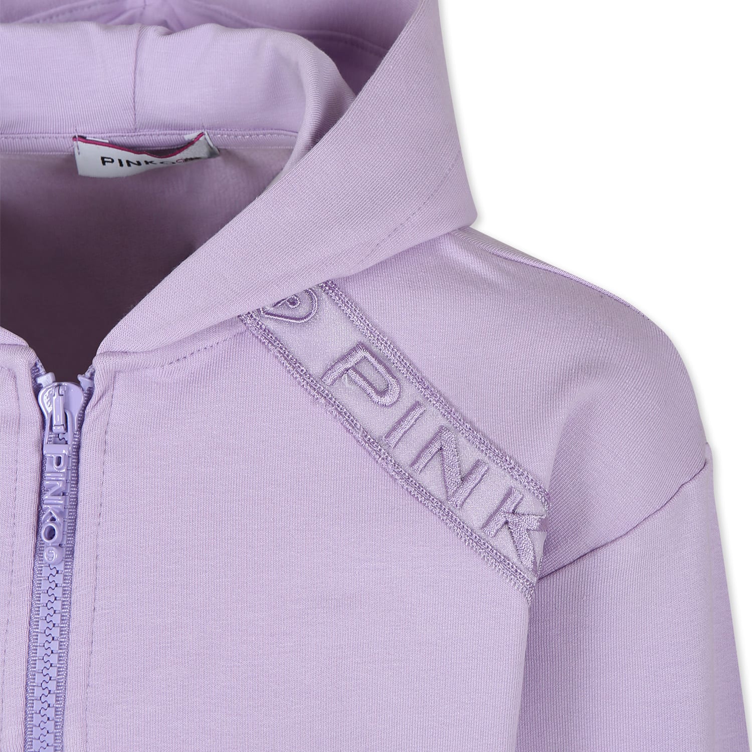 Shop Pinko Lilas Sweatshirt For Girl With Logo In Lilac