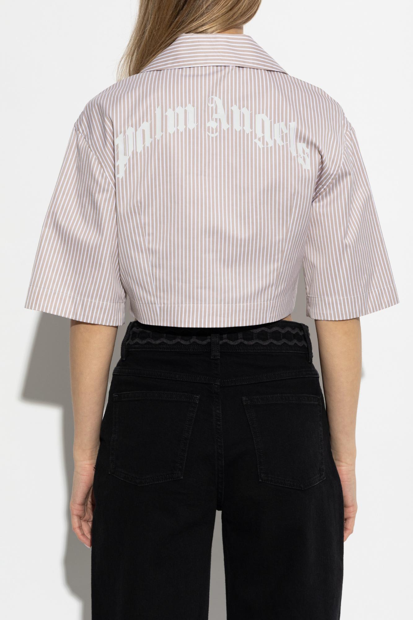 Palm Angels Shirt With Striped Pattern In Camel