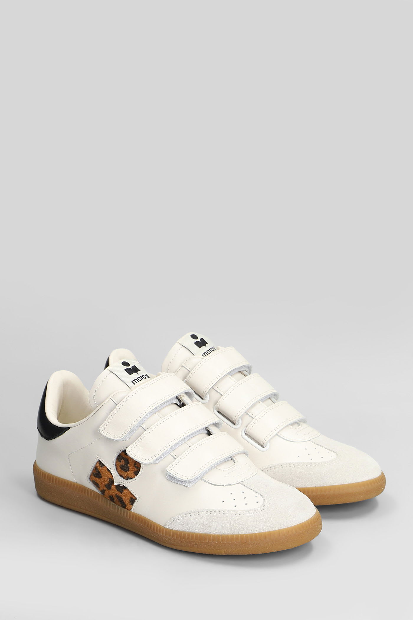 Isabel Marant Calfskin Sneakers Leopard Detail In Multi
