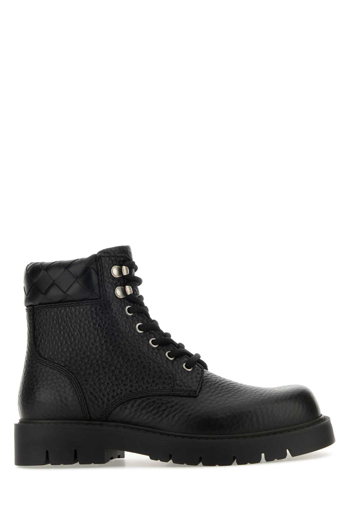 Shop Bottega Veneta Black Leather Haddock Ankle Boots In Blackblack