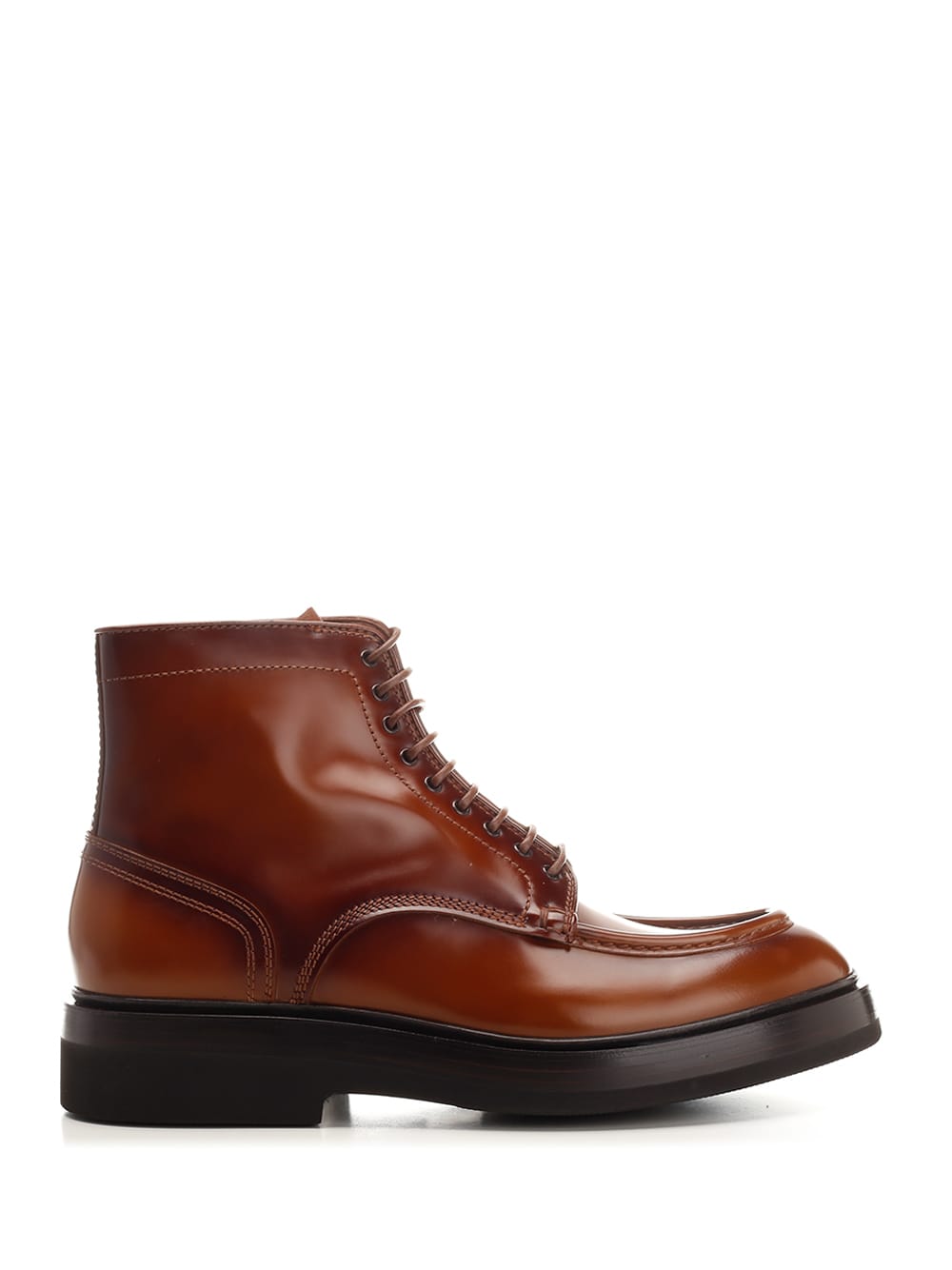 SANTONI BROWN LEATHER ANKLE BOOT