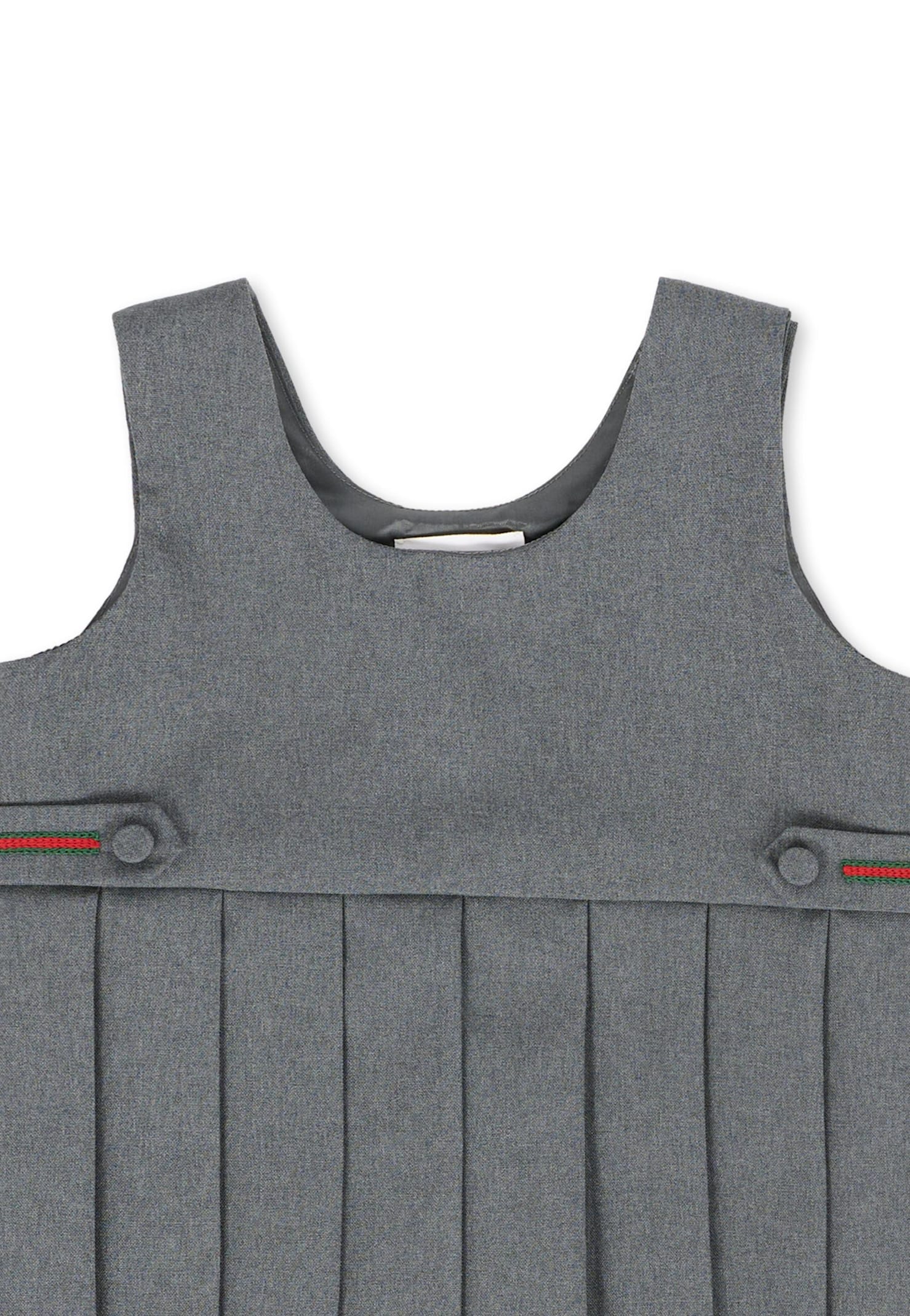 Gucci Grey Dress For Baby Girl With Web Detail In Gray