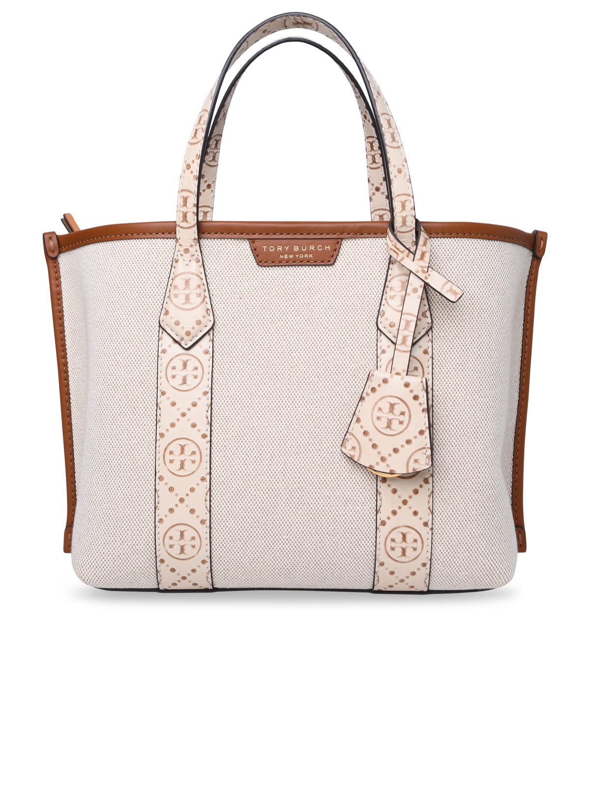 Shop Tory Burch Small Perry Shopping In Tela Cream