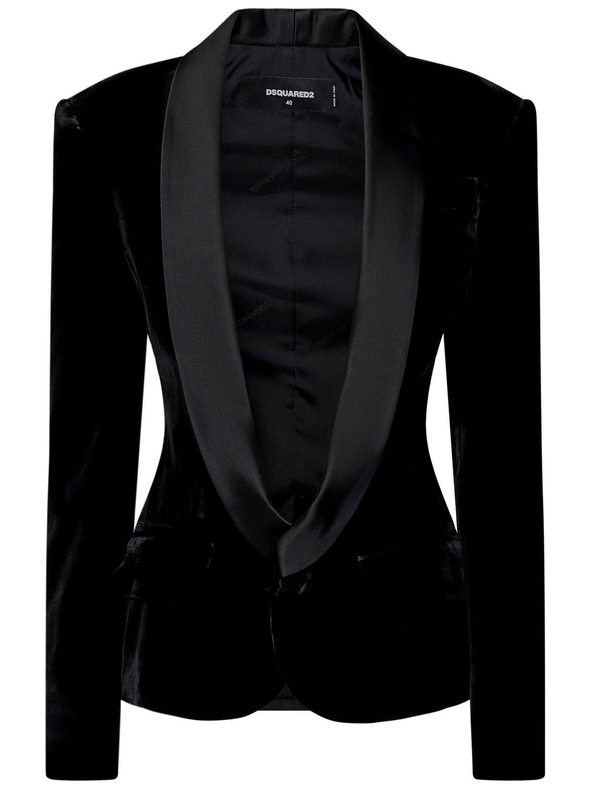 Shop Dsquared2 Dean Fitted Waist Blazer In Black