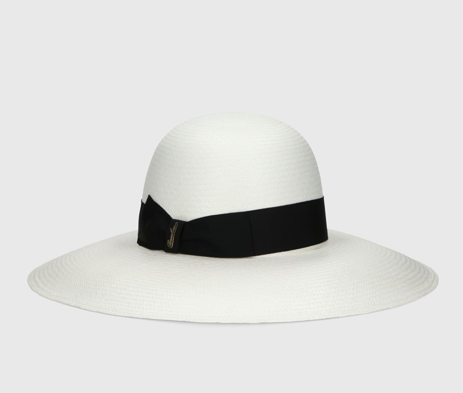 Shop Borsalino Violet Panama Fine In White, Black Hat Band
