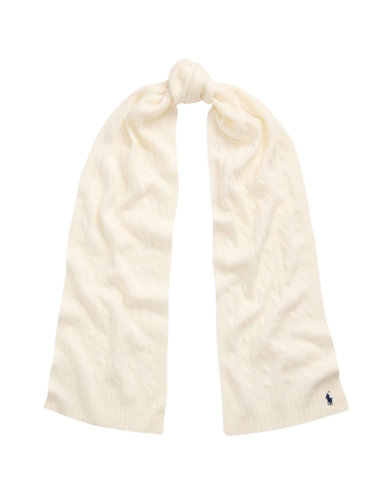Ralph Lauren White Cable-knit Wool-cashmere Scarf In Neutral
