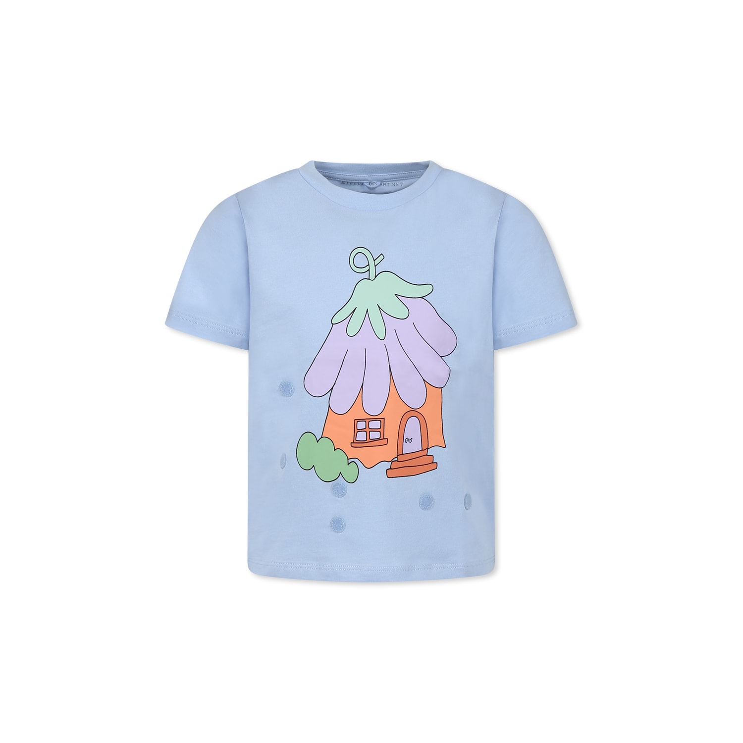 Stella Mccartney Cotton Jersey T-shirt In Light Blue