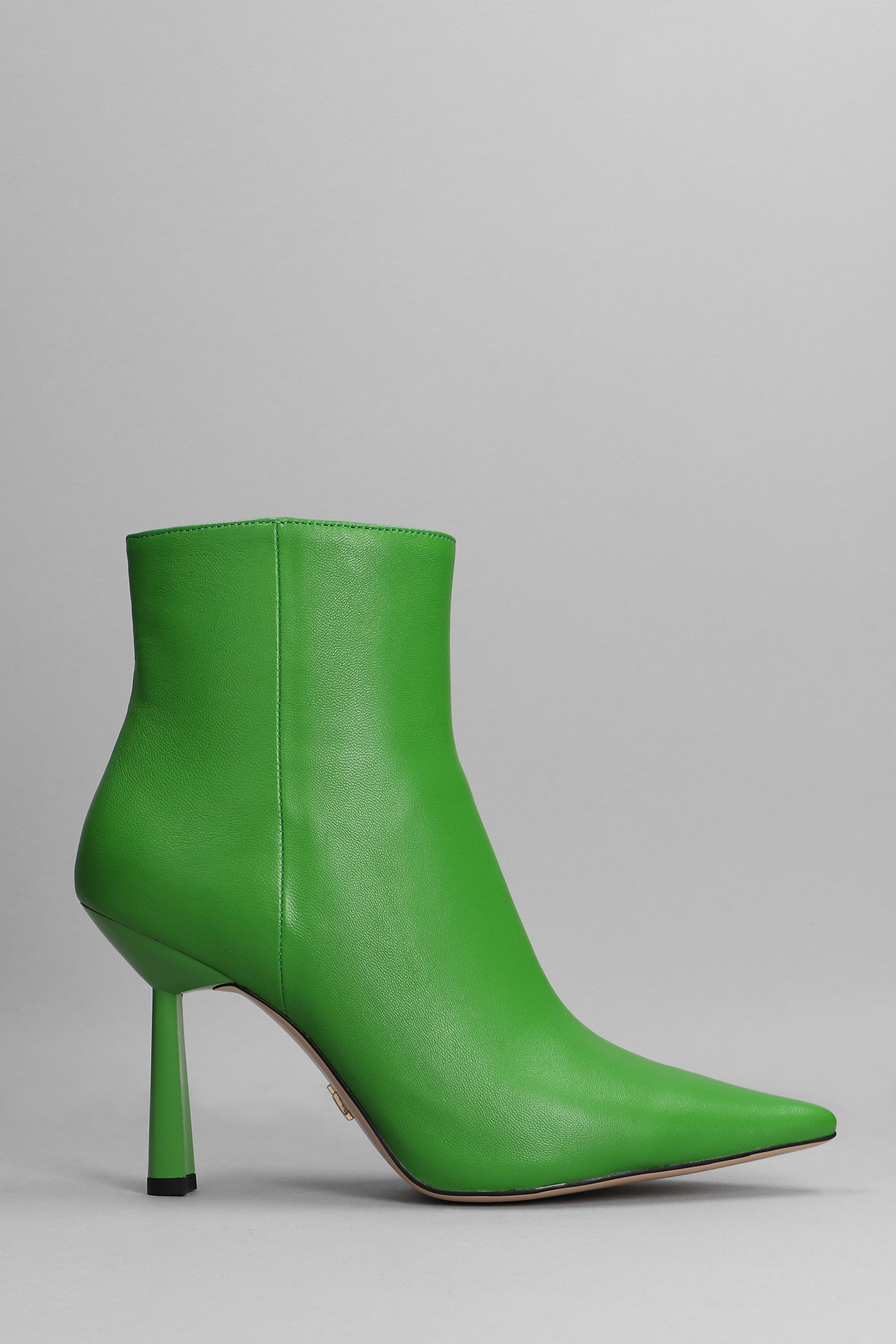 Lola Cruz High Heels Ankle Boots In Green Leather