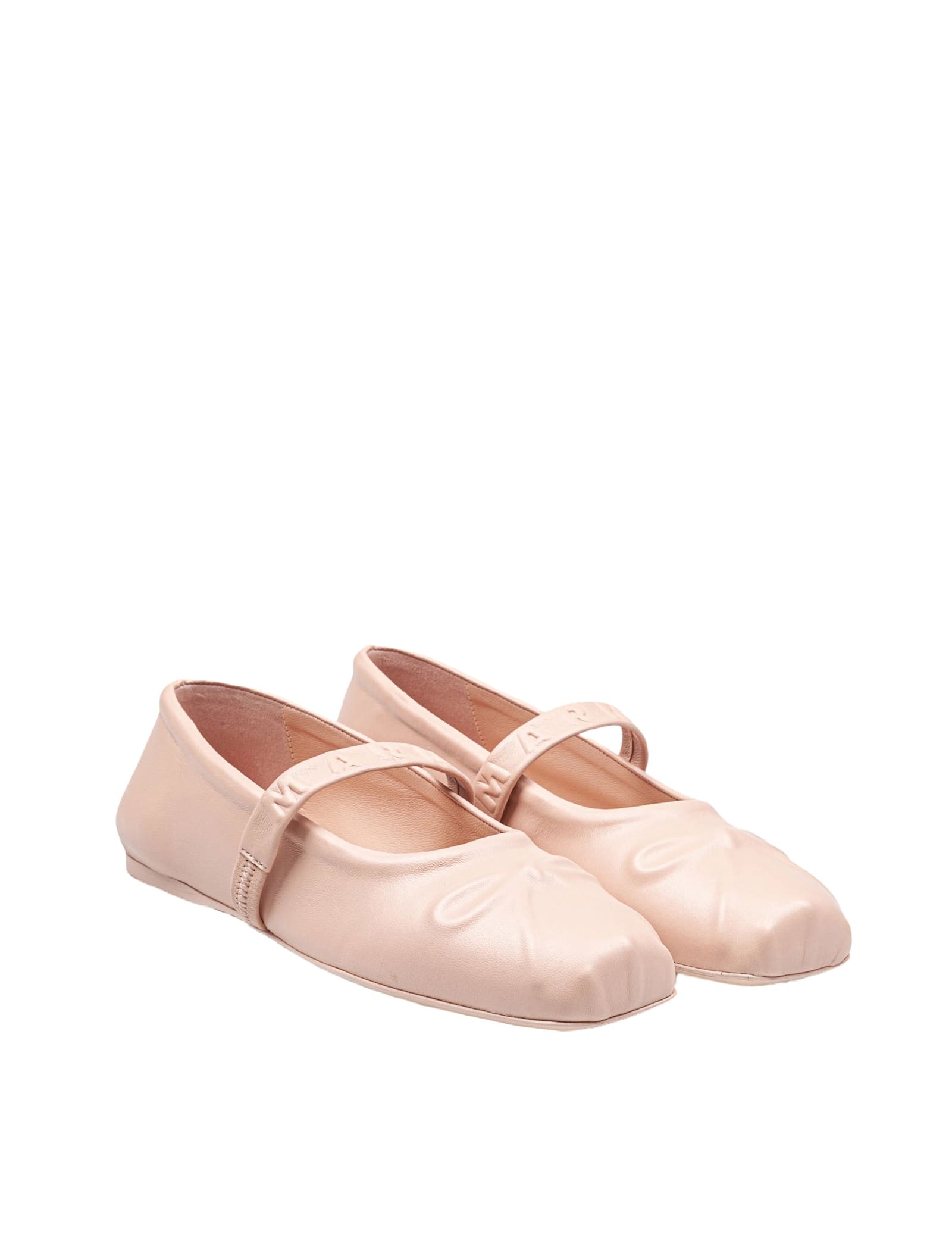 Marni Mary Jane Shoes In Leather With Embossed Bow In Pink