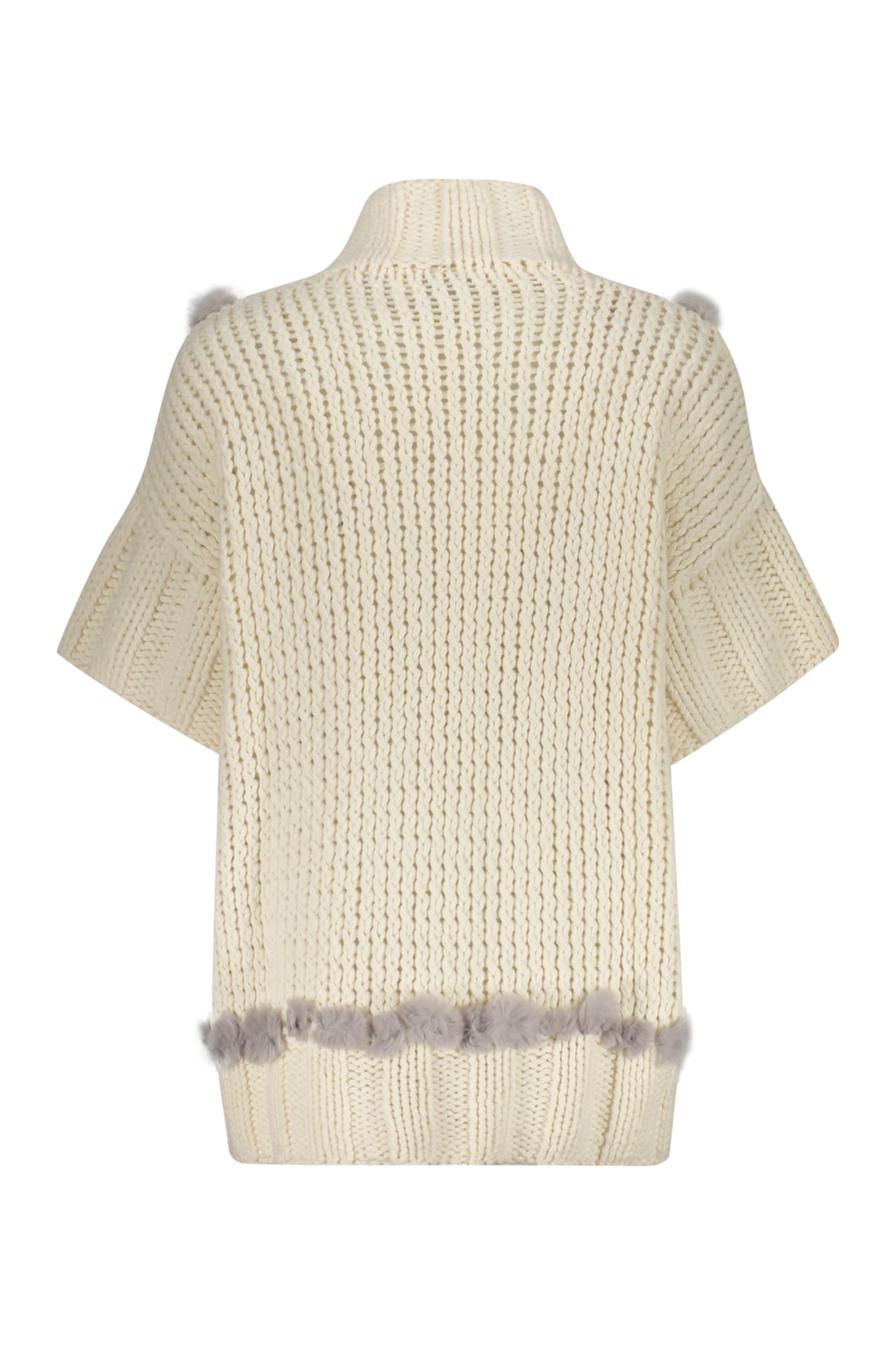 Lorena Antoniazzi Short-sleeved Turtleneck Sweater In Ivory