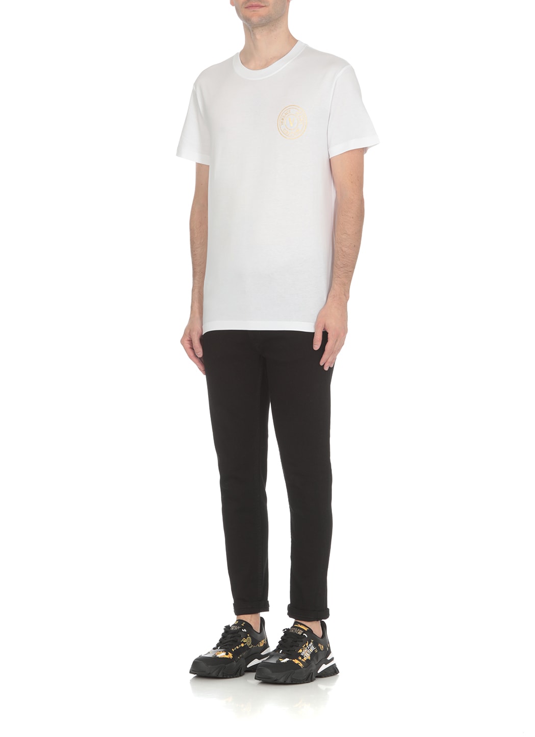 Shop Versace Jeans Couture V-emblem T-shirt In White
