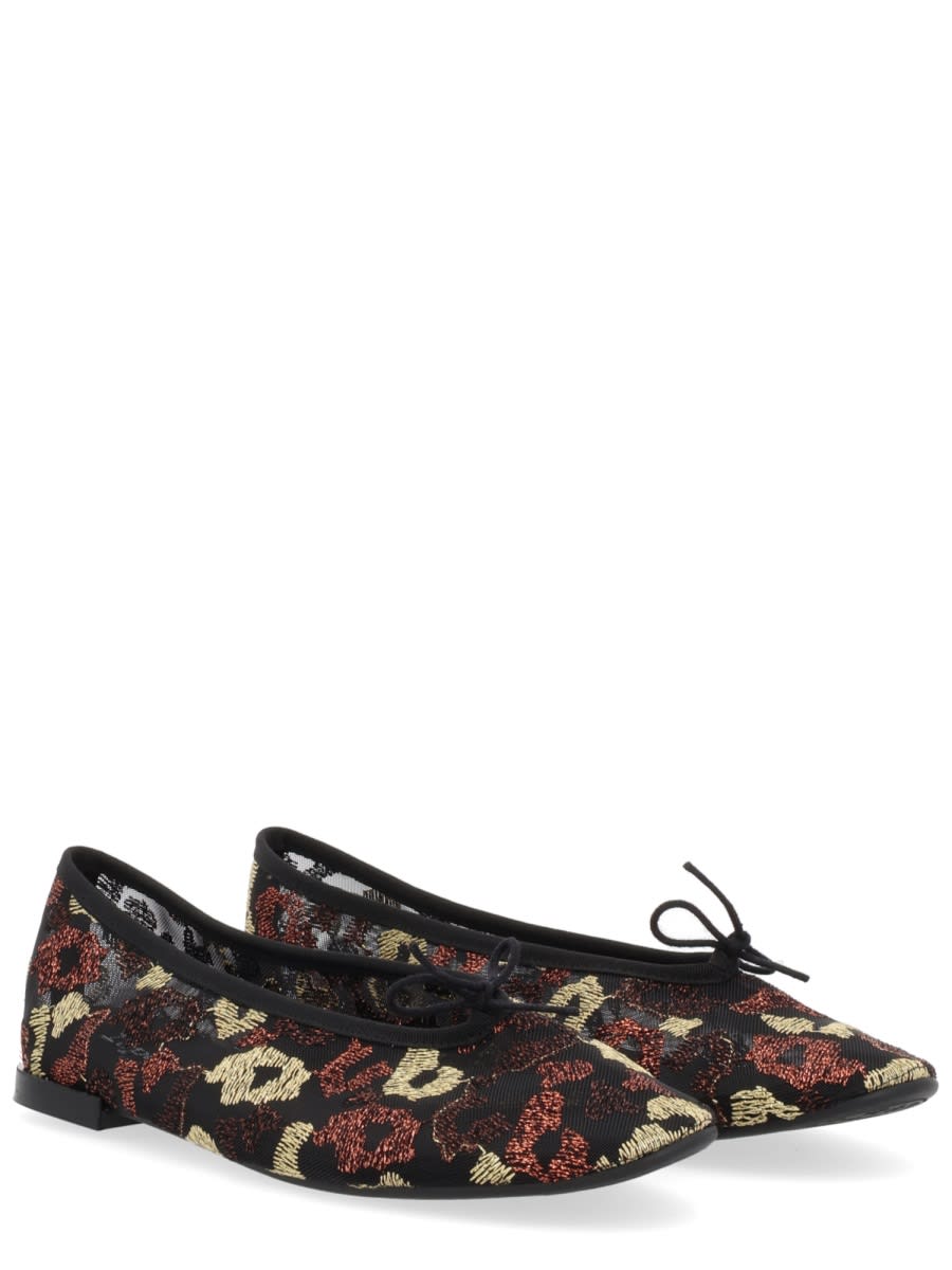 Repetto Floral Tie Ballet Flats In Black