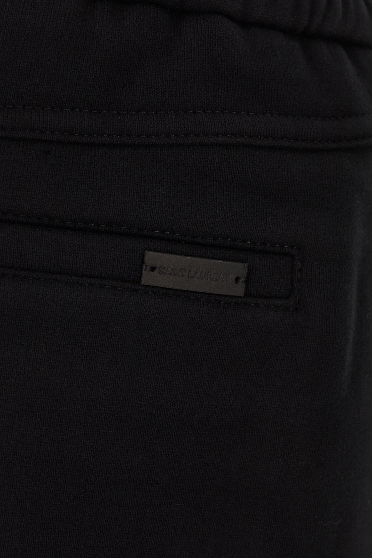 Saint Laurent Waist Drawstring Cotton Fleece Shorts In Nero
