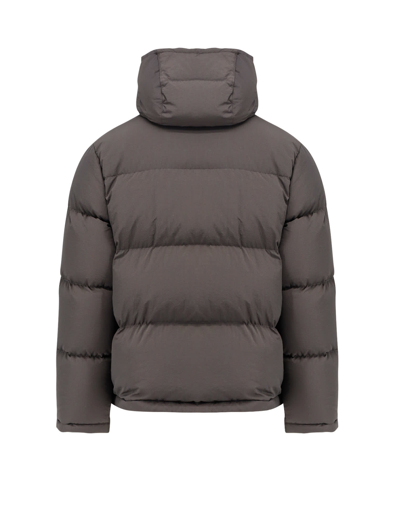 Dolce & Gabbana Men Nylon Hooded Down Jacket In Gray